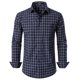 thumbnail image 1 of Camisa JEMITOP para hombre, manga larga, corte ajustado, a cuadros, azul marino, a cuadros, color azul, 1 of 6