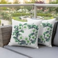 thumbnail image 4 of Green White Gardenia Pillow Covers 2 Pack Spring Watercolor Green Floral Wreath Flower Leaf Pillowcase Waterproof Outdoor Throw Pillow Cover for Patio Garden Square Cushion 24”x24”, 4 of 9