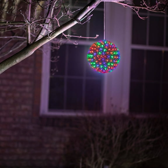 Alpine Corporation Twinkling Sphere Ornament With Multi-Colored Flashing LED Lights