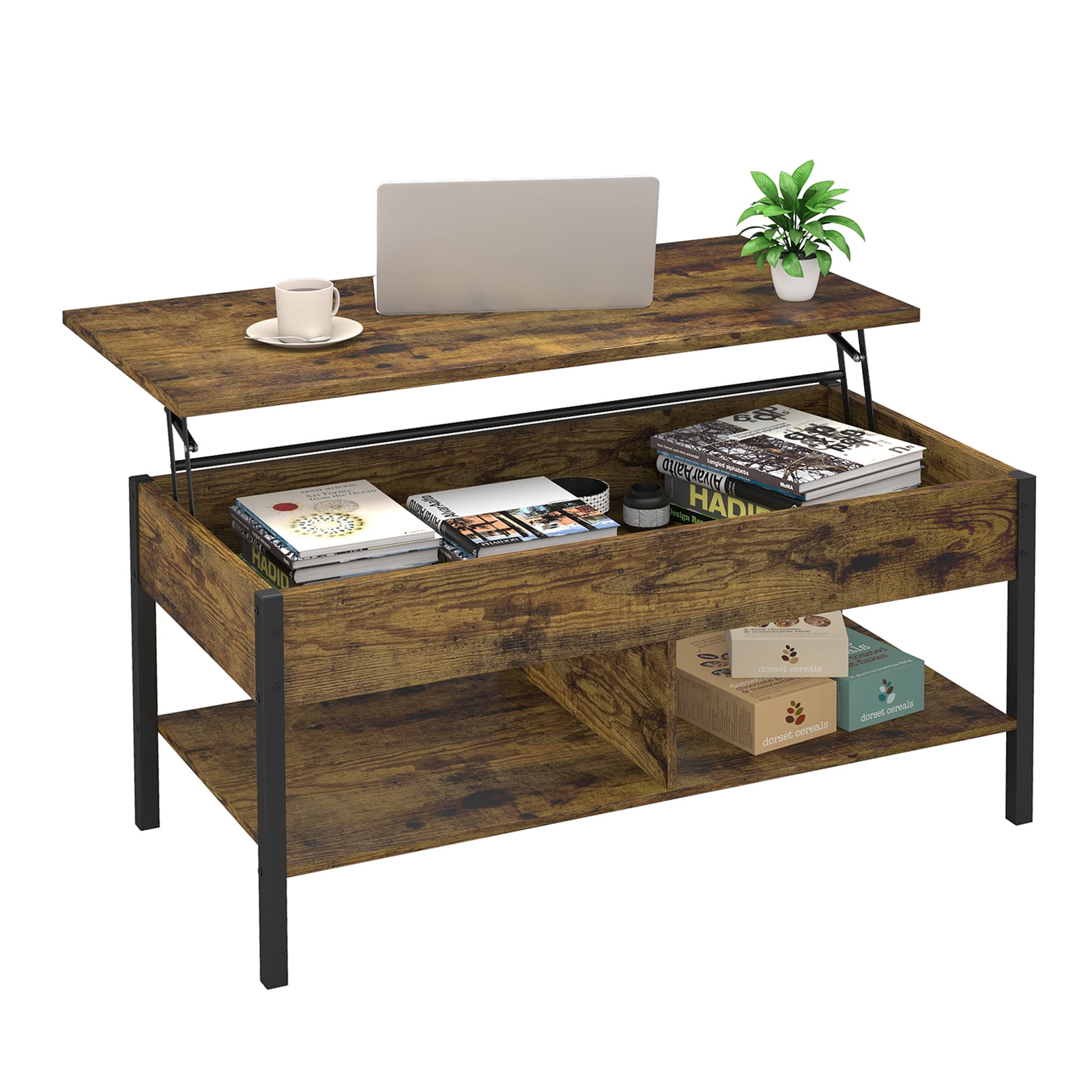 EMB Modern Coffee Table with Hidden Storage, Flip Top Coffee Table