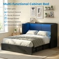thumbnail image 5 of Mjkone Queen Size Murphy Bed with LED Light,Murphy Cabinet Bed with Folding Mattress,Convertible Cabinet Bed for Small Space,Black, 5 of 9