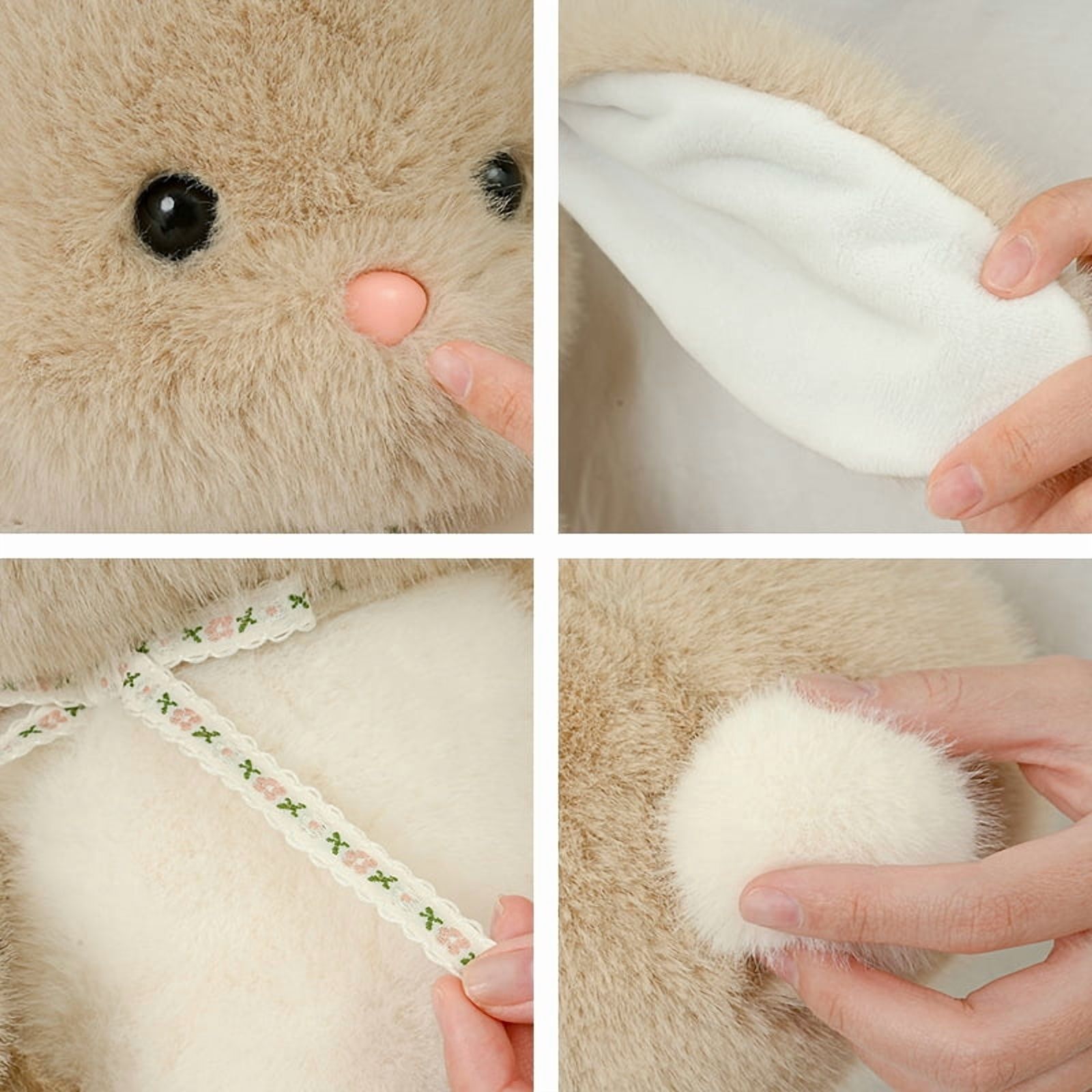 Cute Bunny Plush Toy, Soft Comfort Stuffed Animal Doll, Adorable Fluffy Rabbit Plushie for Girls, Cuddly Soothing Toy Birthday Gift for Friends and Loved Ones
