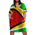 thumbnail image 1 of Vestido largo con bolsillos y bandera de Guyana. Mono de verano para mujer., 1 of 7