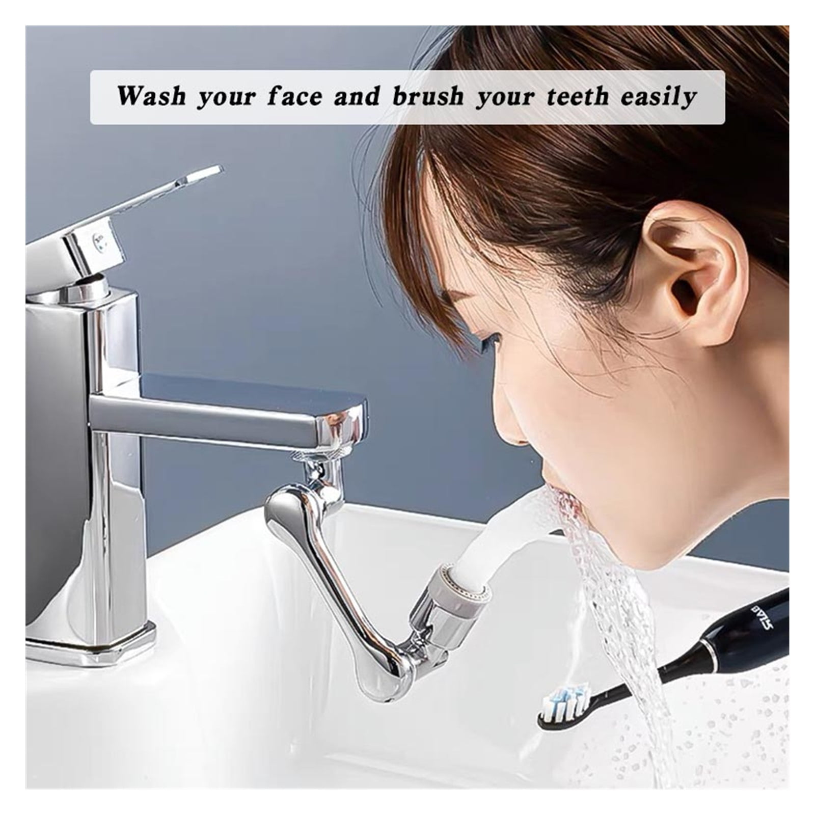 1080° Universal Faucet Extender Rotatable Lifting Robotic Arm Kitchen Bathroom All Copper Basin Splash Spout Extension Aerator ,Water Saving