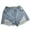 Blue, variant on YunPes Jean Shorts for Teen Girls Ripped Raw Hem High Waist Straight Leg Cute Summer Y2k Denim Shorts with Pockets Versatile Pants