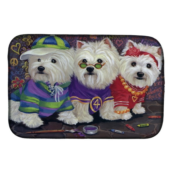 Carolines Treasures PPP3280DDM Absorbent Dish Drying Mat for Kitchen Counter Westie Free Spirits Dish Drying Mat  14 x