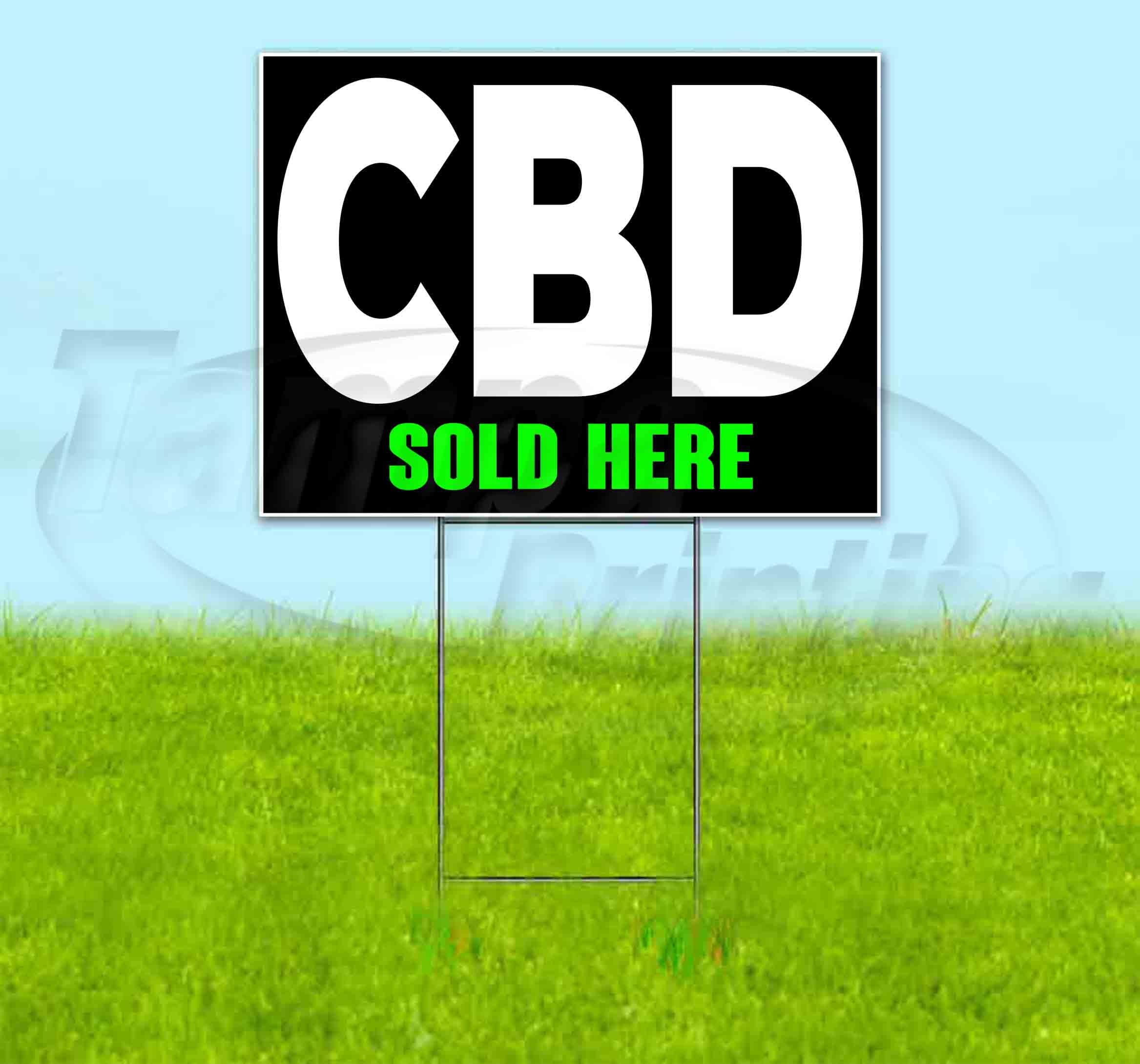 CBD Sold Here Banner and CBD Sign Set 2 Foot by 4 Foot Banner & 2 18 Inch by 24 Inch Sign Set 