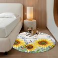 thumbnail image 3 of Round Area Rug 3ft,Yellow Sunflower Butterfly Watercolor Leaves Washable Carpet Non-Slip Runner Accent Rugs Indoor Floor Mat for Bedroom Living Room Decor,Farm Wood Grain, 3 of 9