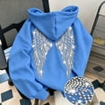 thumbnail image 4 of felwors Women's Sequin Angel Wing Graphic Oversized Pullover Hoodie Fleece Sparkly Sweatshirt Sky Blue for Size XXXL, 4 of 7