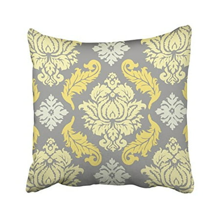 - WinHome Decorative Yellow and Gray Floral Pattern Throw Pillow Case Covers Flower Design Home Sofa Decorative Size 18x18 inches Two Side