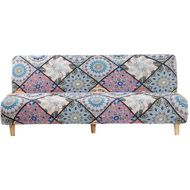 CHOK 2024 Futon Slipcover Armless Sofa Covers Stretch Sofa Bed Slipcover Protector Elastic (Light Gray Animal)
