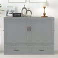 thumbnail image 2 of Queen Size Murphy Bed, Solid Wood Foldable Pull Out Bed Cabinet with Built-in Charging Station and Large Drawers, No Spring Box Needed, for Apartments, Bedrooms, Light Gray, 2 of 8