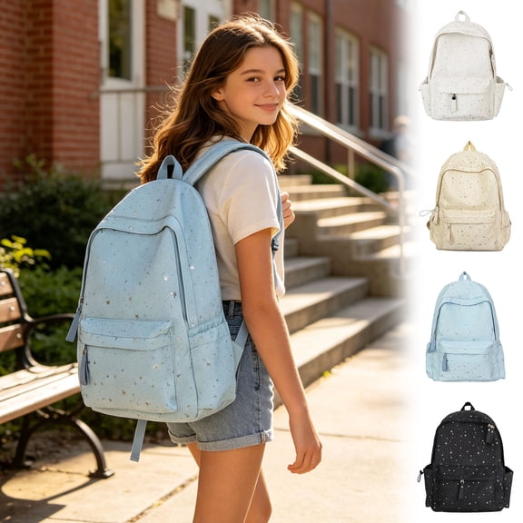Zecgelong Starry Print Backpack Large Capacity Lightweight Student Commute Daypack Multicolor