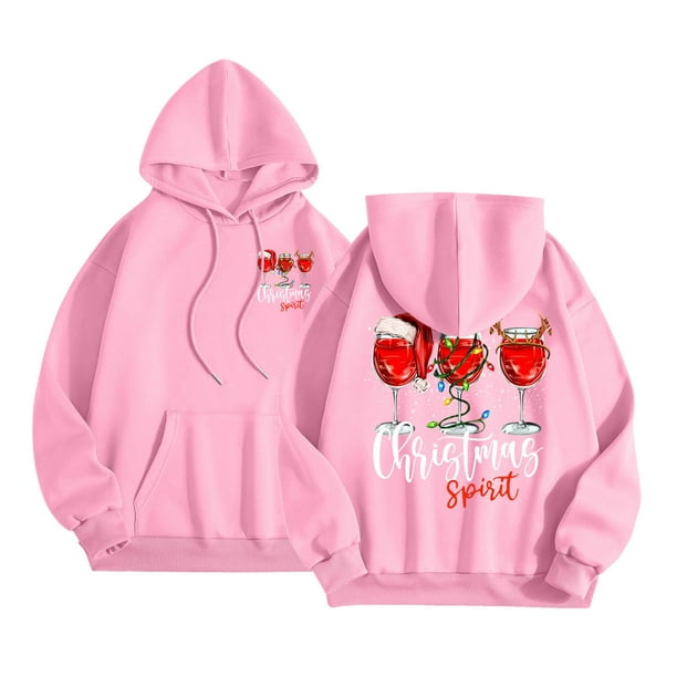 WILLBEST Sudadera de Mujer con Estampado de Letras, Sudadera con Capucha de Manga Larga y Bolsillos, Talla 74 X-Grande