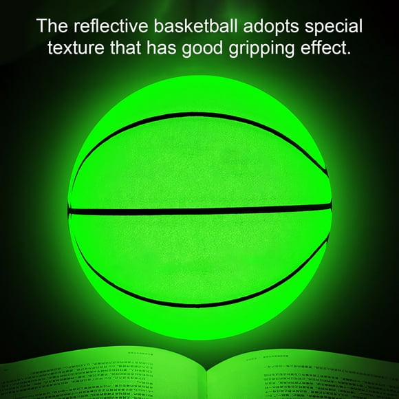 Glowing Basketball Fluorescent Green Reflective Basketball Night Game Basketball with Inflation Pump for Indoor Outdoor Basketball Court