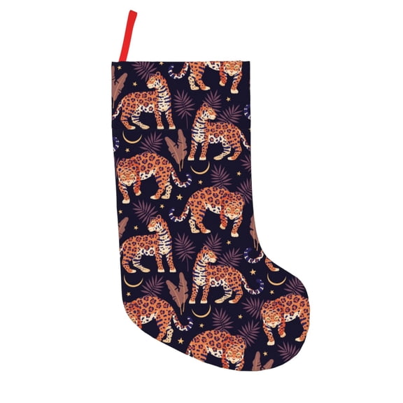 Defioc Leopard Print for Christmas Stockings 18" Personalized Holiday Stocking for Family, Farmhouse Decor, Xmas Tree Decoration, 1 Pack
