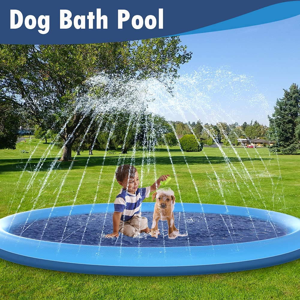 67 Non-Slip Thickened Durable Dogs Water Play Mat Wading Pool for Dog Bath Pad Outdoor Dog Swimming Pool PEVHSVZ Splash Sprinkler Pad for Dogs 
