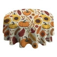 thumbnail image 4 of Fall Pumpkins Sunflowers Autumn Pattern Round Tablecloth 60" X 60",Wrinkle Wipeable Table Cloth for Kitchen Dining Room Picnic Patio Party, 4 of 6