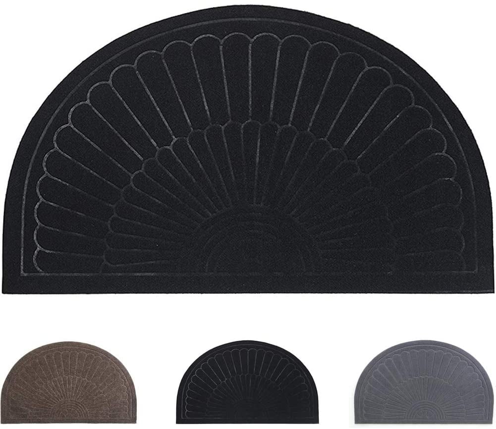 Rubber Doormat Indoor Outdoor Half Round Front Door Mat, Low Profile