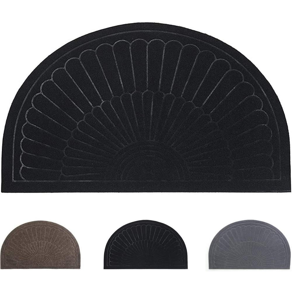 Rubber Half Round Door Mat, Low Profile Mat with Non Slip