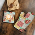 thumbnail image 5 of Pioneer Flower Floral Print Pattern Kitchen Oven Mitt and Pot Holder Sets 2 Pcs for Baking, Cooking and Grilling, Heat Resistant Up To 392 °F, 5 of 7