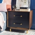 thumbnail image 2 of SAFAVIEH Justice Retro Rustic 2 Drawer Nightstand, Walnut/Black, 2 of 14