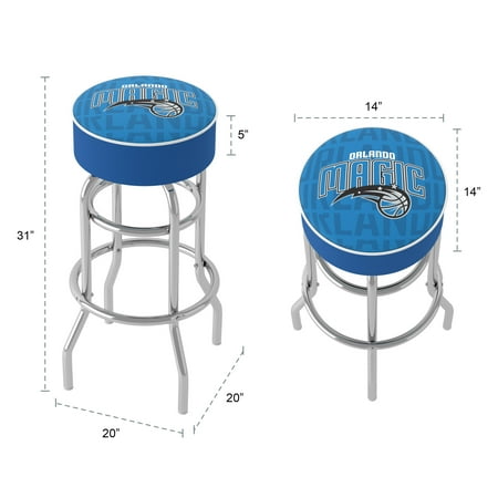 Orlando Magic NBA City Padded Swivel Bar Stool - Blue, Black, Silver