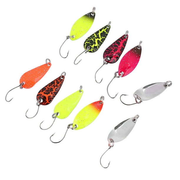 Rdeghly 10pcs Metal Hard Bait Sequins Spoon Fishing Hook Accessory