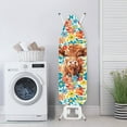 thumbnail image 3 of Kuiaobaty Ironing Board Cover Resist Scorching Iron Board Cover Extra Wide Table Top with Elastic Edge, Highland Cow Floral Blue Orange, 3 of 5