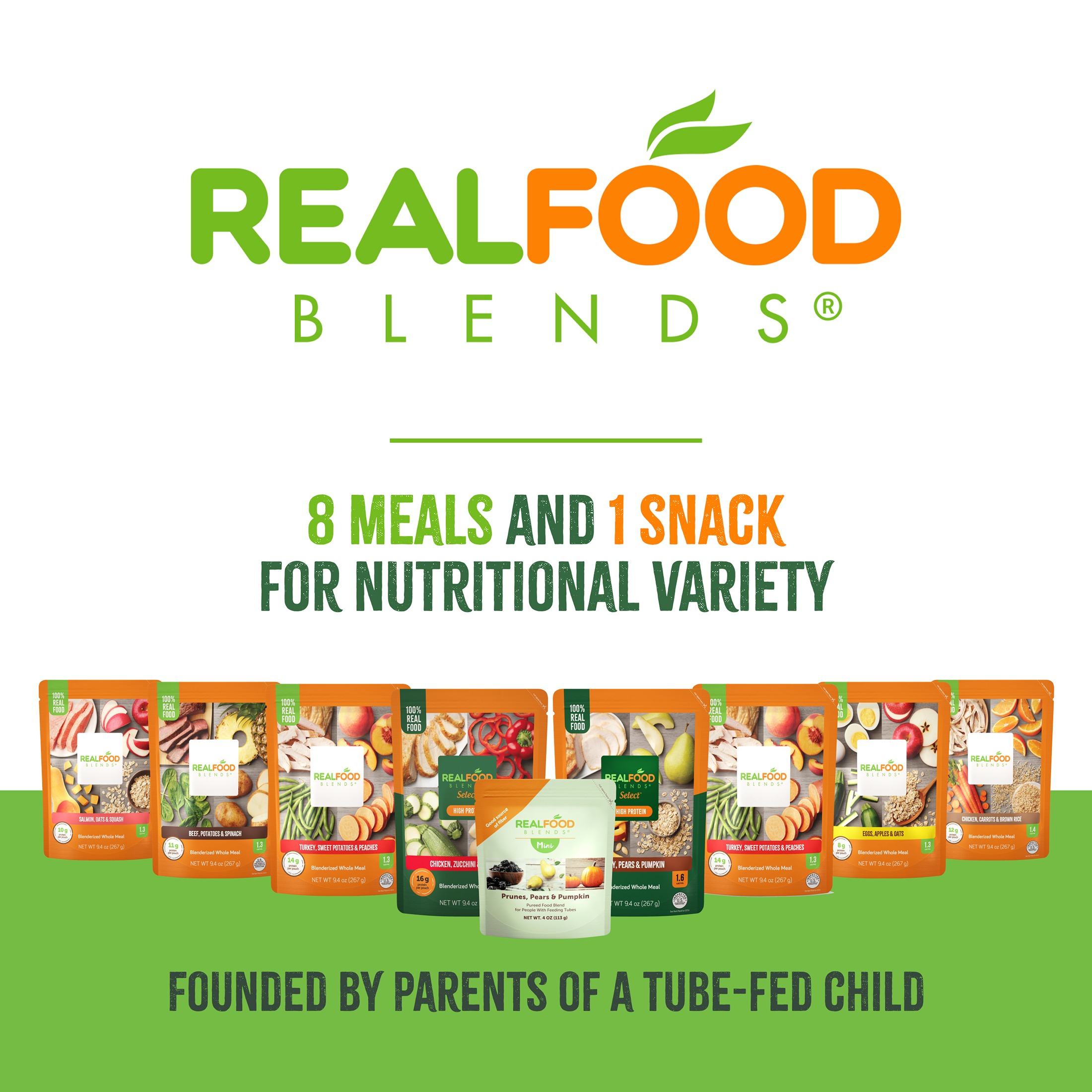 Real Food Blends Mini - Prunes, Pears & Pumpkin - Pureed Fruit Snack Blend for Tube Feeding with Fruits & Flaxseed Oil - 4 oz (Pack of 12)