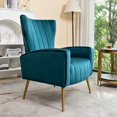 thumbnail image 5 of Silla de acento de terciopelo con patas de metal, sillón tapizado moderno, silla lateral de espalda para salón dormitorio pequeños espacios, 5 of 5