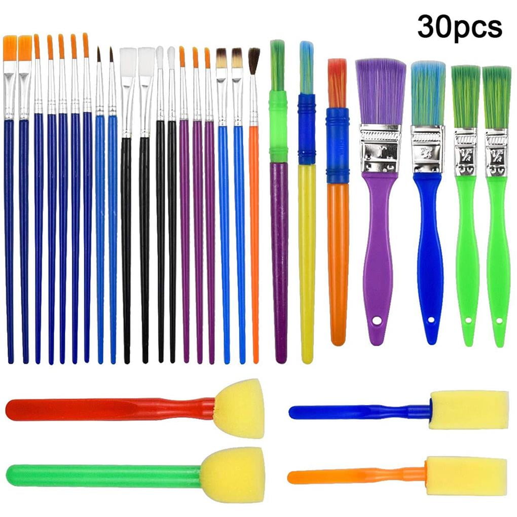 Lot de 8 pinceaux de peinture pour enfants, 4 couleurs rondes et plates pour acrylique, huile, aquarelle, débutants, artistes Lot de 8 pinceaux de peinture pour enfants, 4 couleurs rondes et plates pour acrylique, huile, aquarelle, débutants, artistes