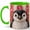 Green, variant on Jeweled Penguin Coffee Mug, Arctic Bird Mug, Ceramic 11 oz