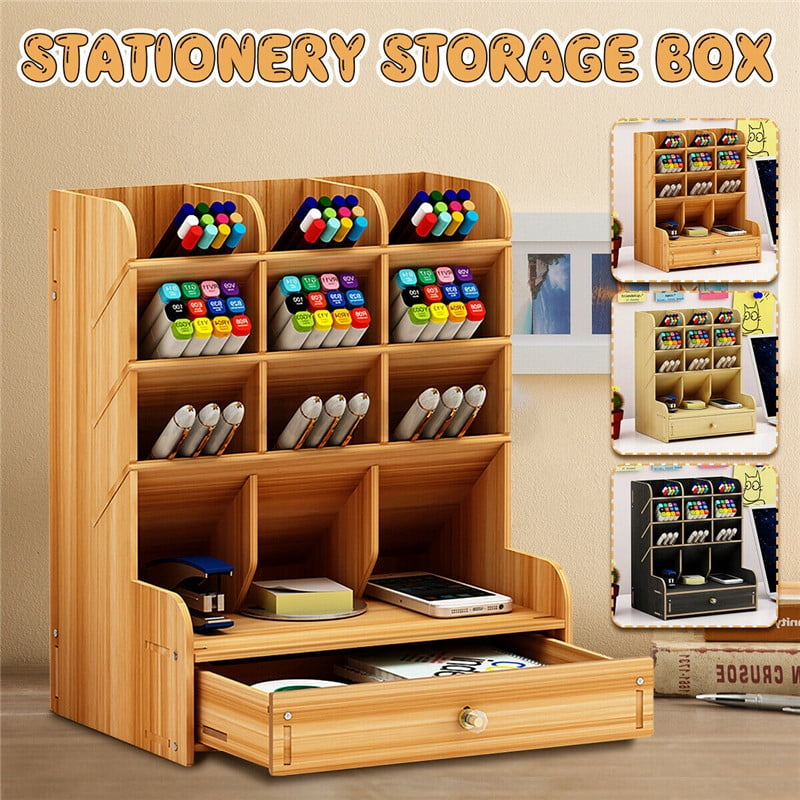 School Supply Storage DIY Wooden Desk Organizer , Art Desktop