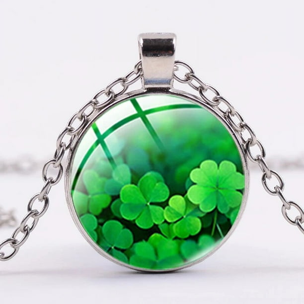 SONGDA-collar de trébol de cuatro hojas para hombre o mujer, colgante redondo de Metal con diseño de flores, regalo de joyería de la suerte
