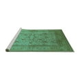thumbnail image 2 of Ahgly Company Machine Washable Indoor Round Oriental Turquoise Blue Industrial Area Rugs, 6' Round, 2 of 4