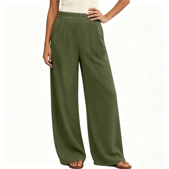Admvng Women's Linen Pants Casual Summer Breathable Trousers with Pockets