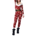 thumbnail image 1 of Diconna Femmes Hommes Noël Combinaison Flocon de Neige Impression Bodycon Manches Longues Haut Cou Costume, 1 of 3