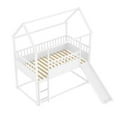 thumbnail image 3 of Miniyam Wood Twin Over Twin House Bunk Bed with Slide & Guardrail for Kids, White, 3 of 7