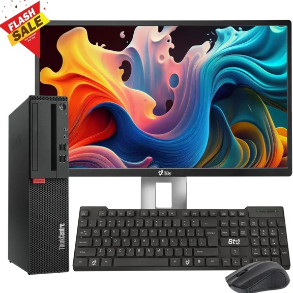 Restored Lenovo ThinkCentre Desktop PC, Intel Core i5-6500, 16GB DDR4 Ram, 512GB SSD, New 24 inch Monitor, Built-in WiFi, Wireless Keyboard & Mouse, Windows 11 Pro (Refurbished)