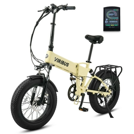 VIRIBUS 500W Folding Electric Bike 20 Fat Tire Adult Bike with 36V 12.5Ah Battery Beige Walmart