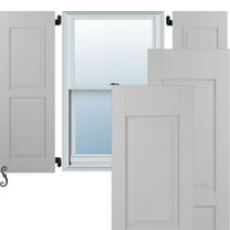 18"W x 42"H Americraft Two Equal Raised Panel Exterior Real Wood Shutters (Per Pair), Primed