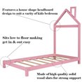 thumbnail image 3 of Bellemave Twin Size Kids Bed Frame with House-Shaped Headboard, Solid Wood Toddler Platform Bed with Slats for Girls Boys, No Box Spring Needed (Pink), 3 of 10