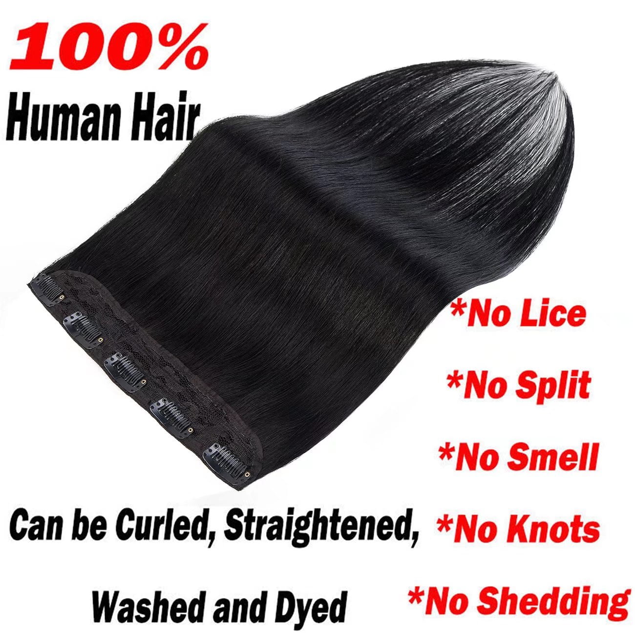 SEGO Blonde Clip in Human Hair Extensions Balayage One Piece Soft Straight 3/4 Full Head Hair Pieces for Women