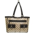 thumbnail image 1 of Pre-Owned Gucci GG Crystal 268639 Women's Leather,PVC Tote Bag Beige,Dark Brown (Good), 1 of 15