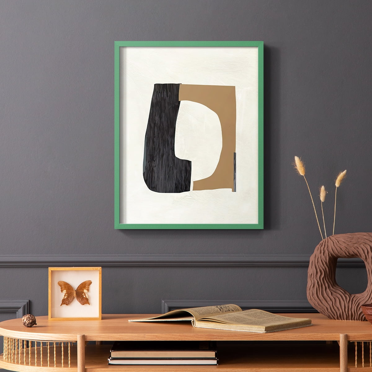 Cardboard Cutouts II Framed Print in Green Solid Wood Framed Print No Nail Hanging