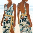 thumbnail image 6 of BERANMEY Women's Tropical Print One Piece Swimsuit with Cover up Beach Skirt Sarong Two Piece Floral Printed V Neck Tummy Control High Cut Monokini Swimsuit Bathing Suit Women's Swimwear & Clothing, 6 of 10