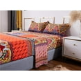 thumbnail image 3 of Wajade 4pcs Bohemian Bed Sheets Set Full Size Exotic Rose Orange Purple Boho Paisley Bedding Set 100% Cotton Ethnic 16" Deep Pocket Fitted Sheet + Colorful Tribal Top Flat Sheet + 2 Pillowcases, 3 of 5