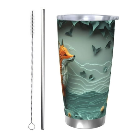 

Coaee Paper Fox Crow Fantasy for 20oz Insulated Kettle Water Bottle For Running Hiking Cycling Climbing Men S Woman Insulated Water Bottle-Straw Two-piece Set