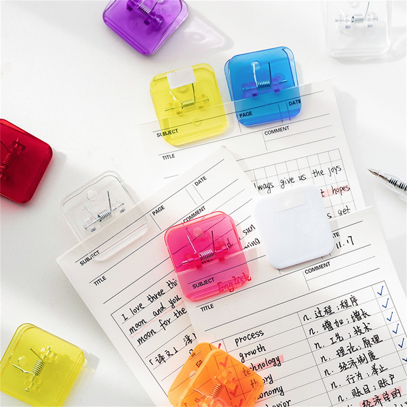 Yesbay 5Pcs File Clip Indeformable Acrylic Widely Used Square Binder Clip Office Supplies - image 4 of 8